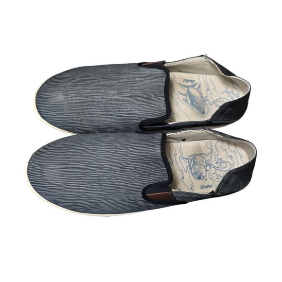 OluKai Kahu Kai Men\'s Slip-on Comfort Shoes, Size 13, Dark Gray/Off White main image 6